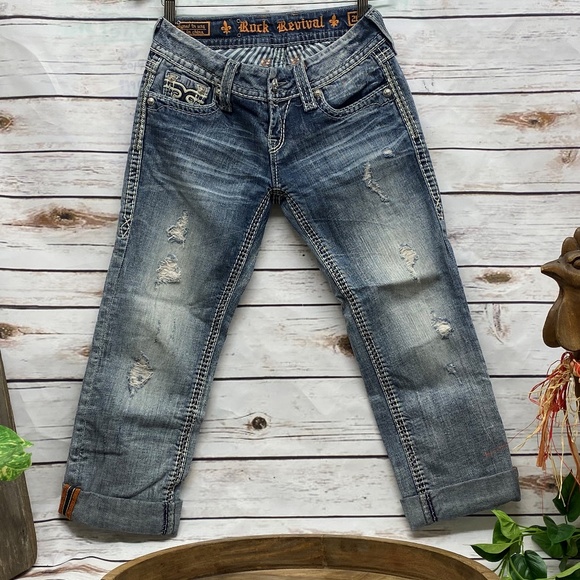 Rock Revival Denim - Rock Revival Ina Cuffed Capri E8376P5 Jeans Sz 26